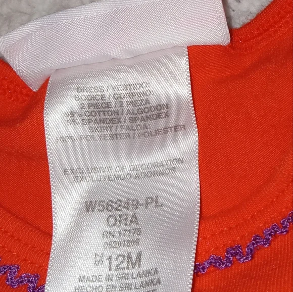 5 for $10 Bonnie Baby Colorful Striped Sleeve Fluffy Thanksgiving Dress 12M - Picture 4 of 6